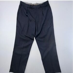 Caravelli Mens Navy Blue Pleated Cuffed Dress Pants Size 38L
